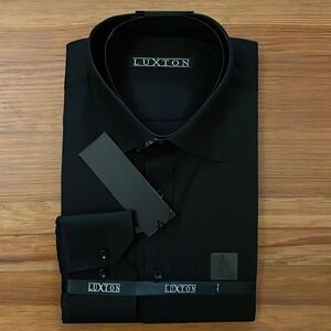 Luxton Black Button Up Long Sleeve Shirt Mens Size Large 16-16.5 34/35